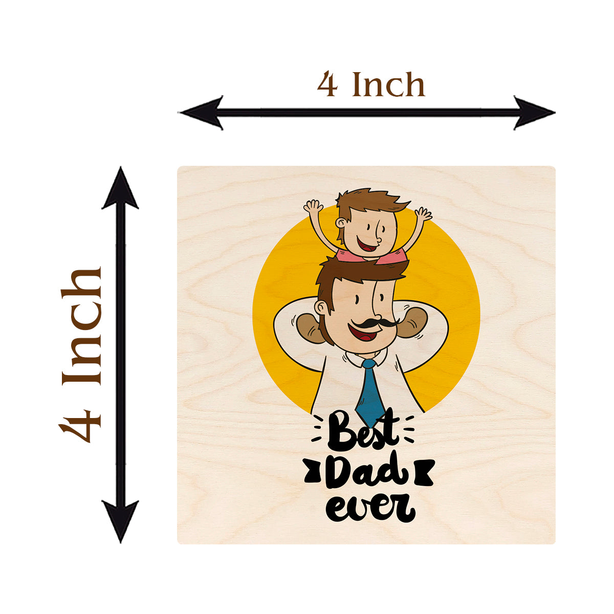 Dad Coaster for Father's Day – Wooden Square Cartoon Design