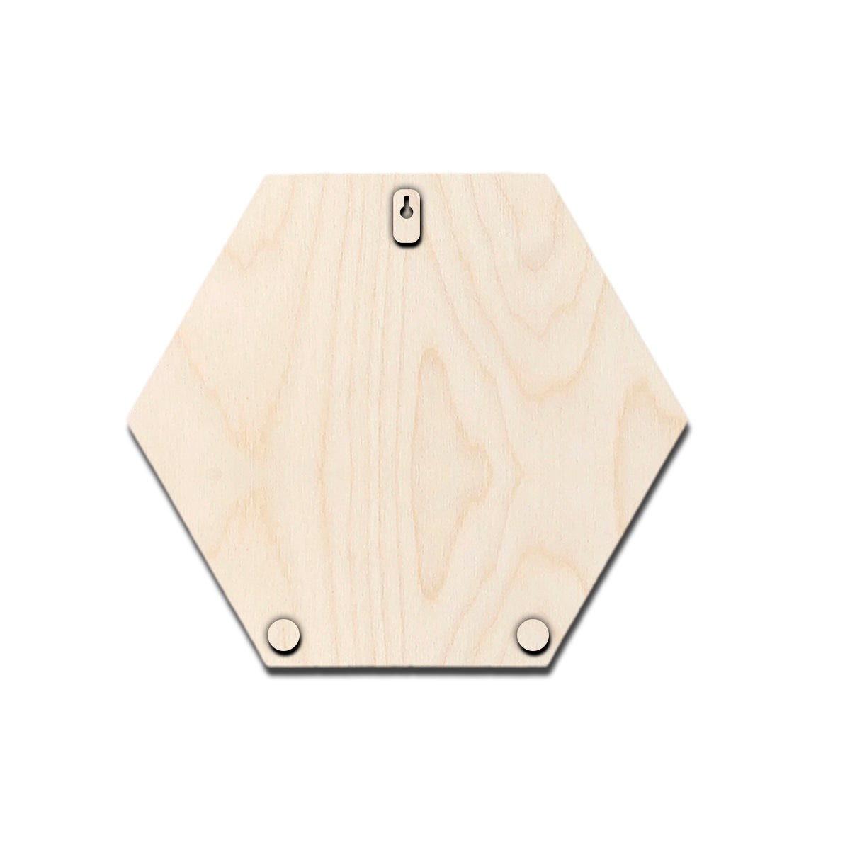 Back view of hexagon birch wood name plate showing mounting surface