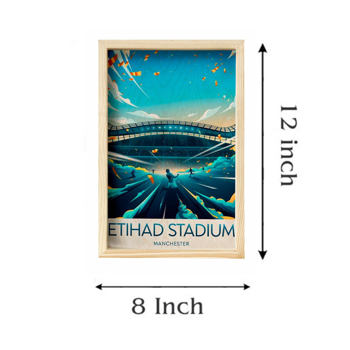 Etihad Stadium Wood Frame – 3D Man City Print