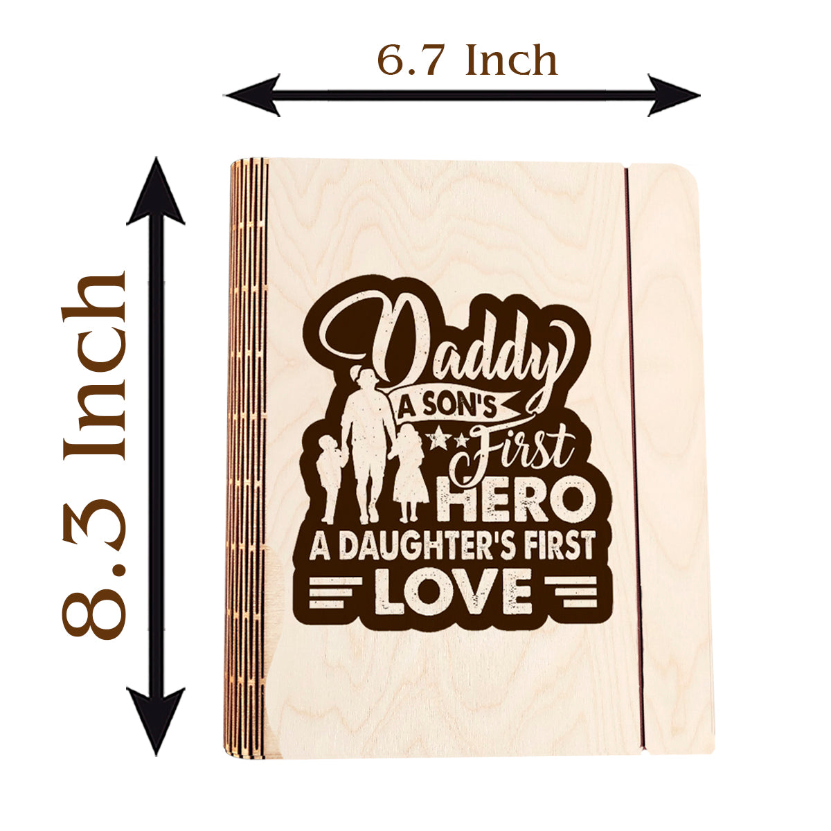 Daddy Hero Quote Diary in Wood with Personalized Cover for Dad
