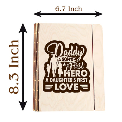 Daddy Hero Quote Diary in Wood with Personalized Cover for Dad
