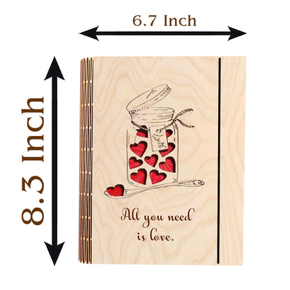 Anniversary Wooden Notebook with Mason Jar Hearts Design