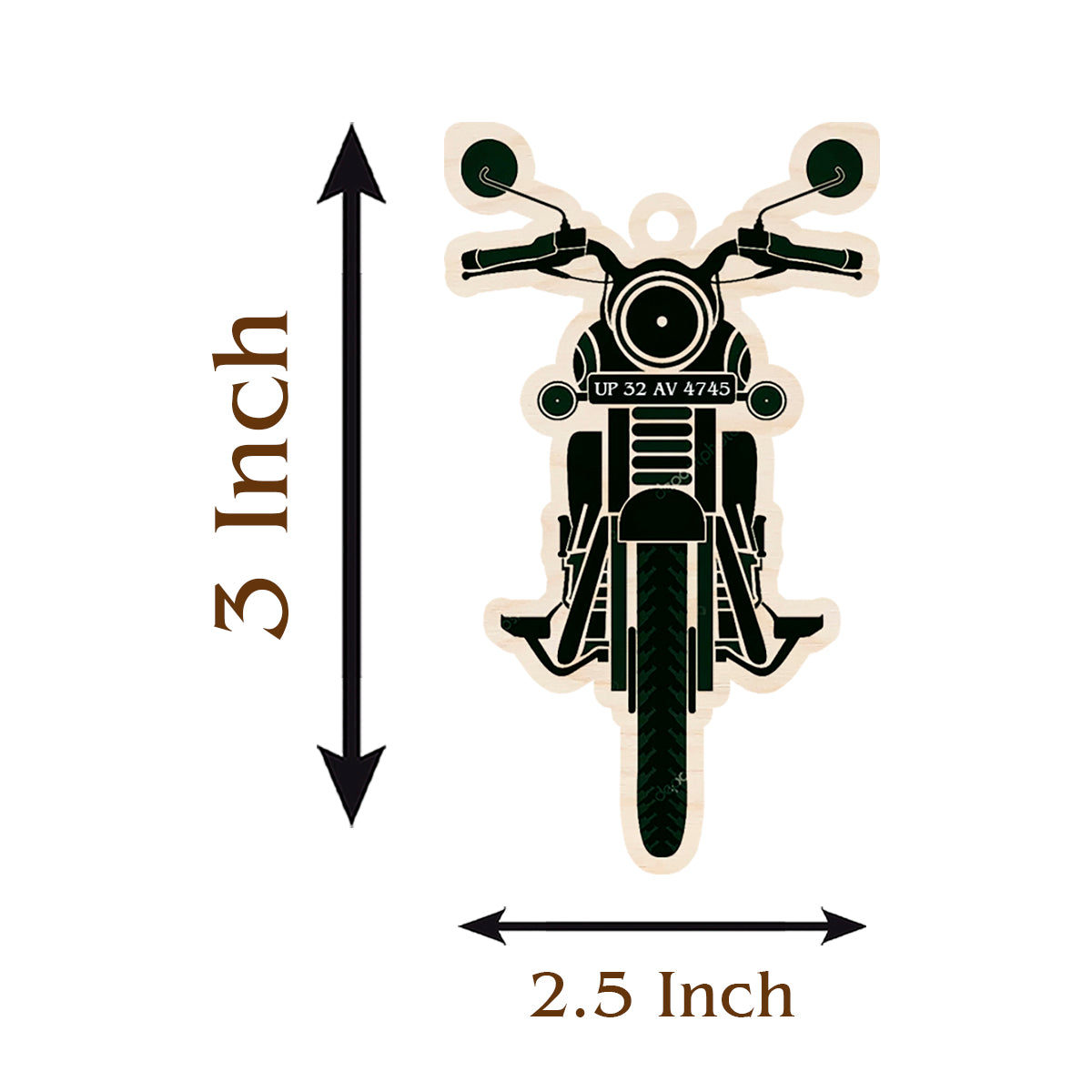 Sblossom packaging shot for the bike keychain royal enfield, laid flat on a brand backdrop, ready for gifting.