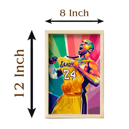 Kobe Bryant Wooden Frame Wall Art with Colourful Pine Portrait