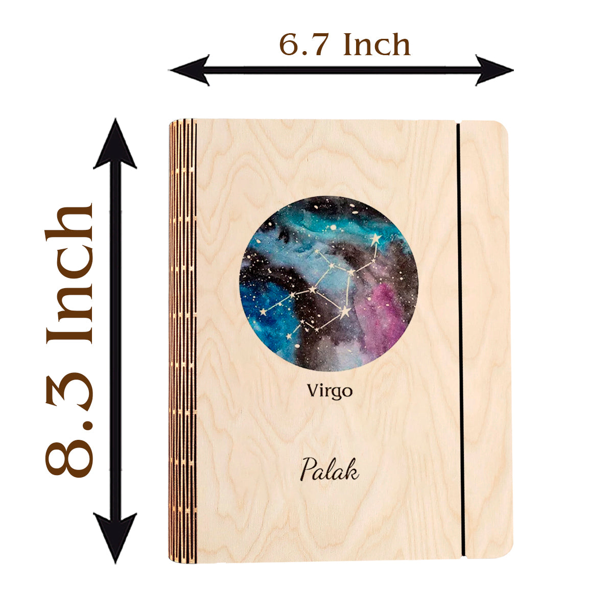 Virgo Zodiac Wooden Diary with Personalized Constellation Cover