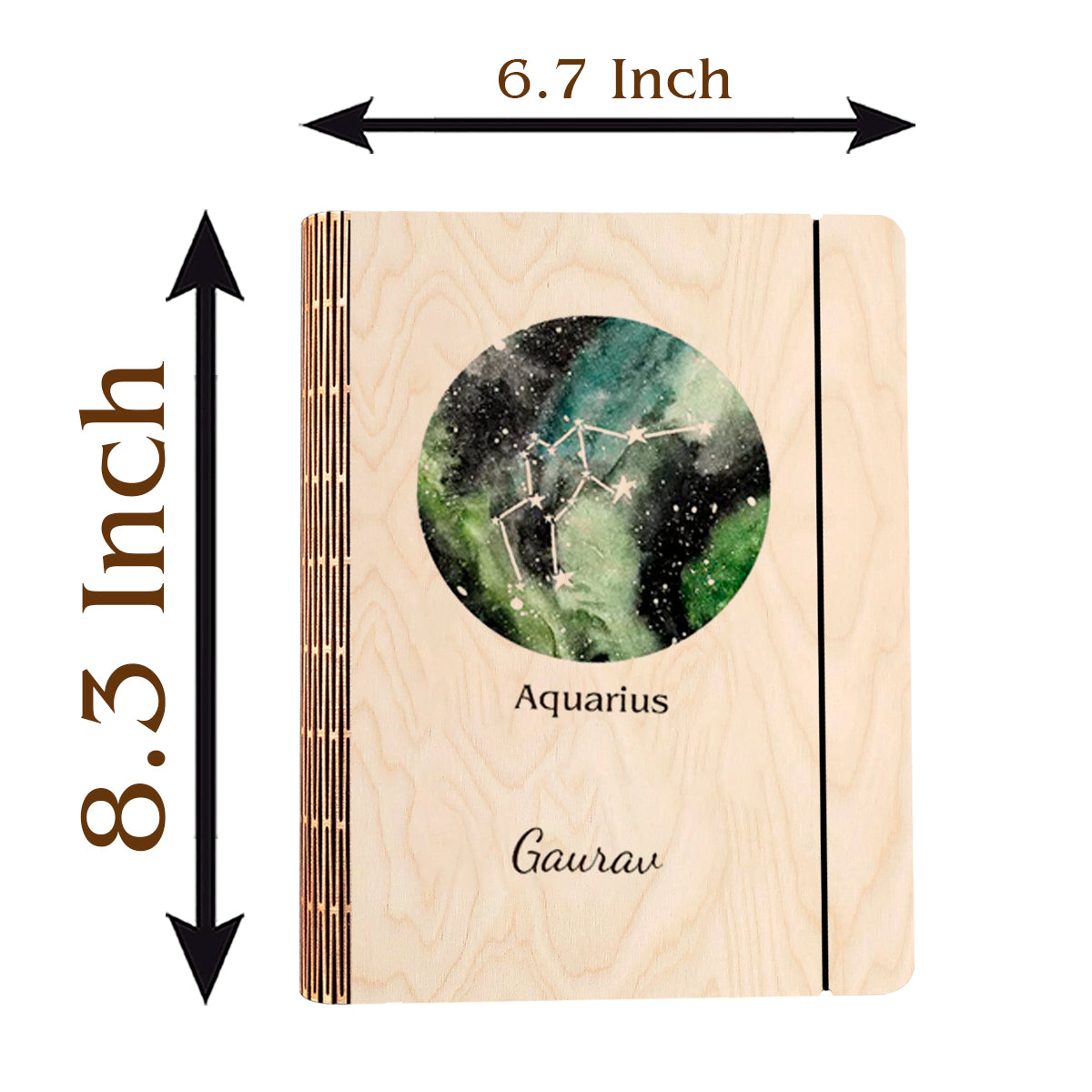 Aquarius Zodiac Wooden Diary – Constellation Cover