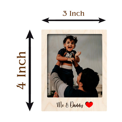 Dad Name Photo Magnet in Wood with Personalized Custom Print, 4x3 Inch