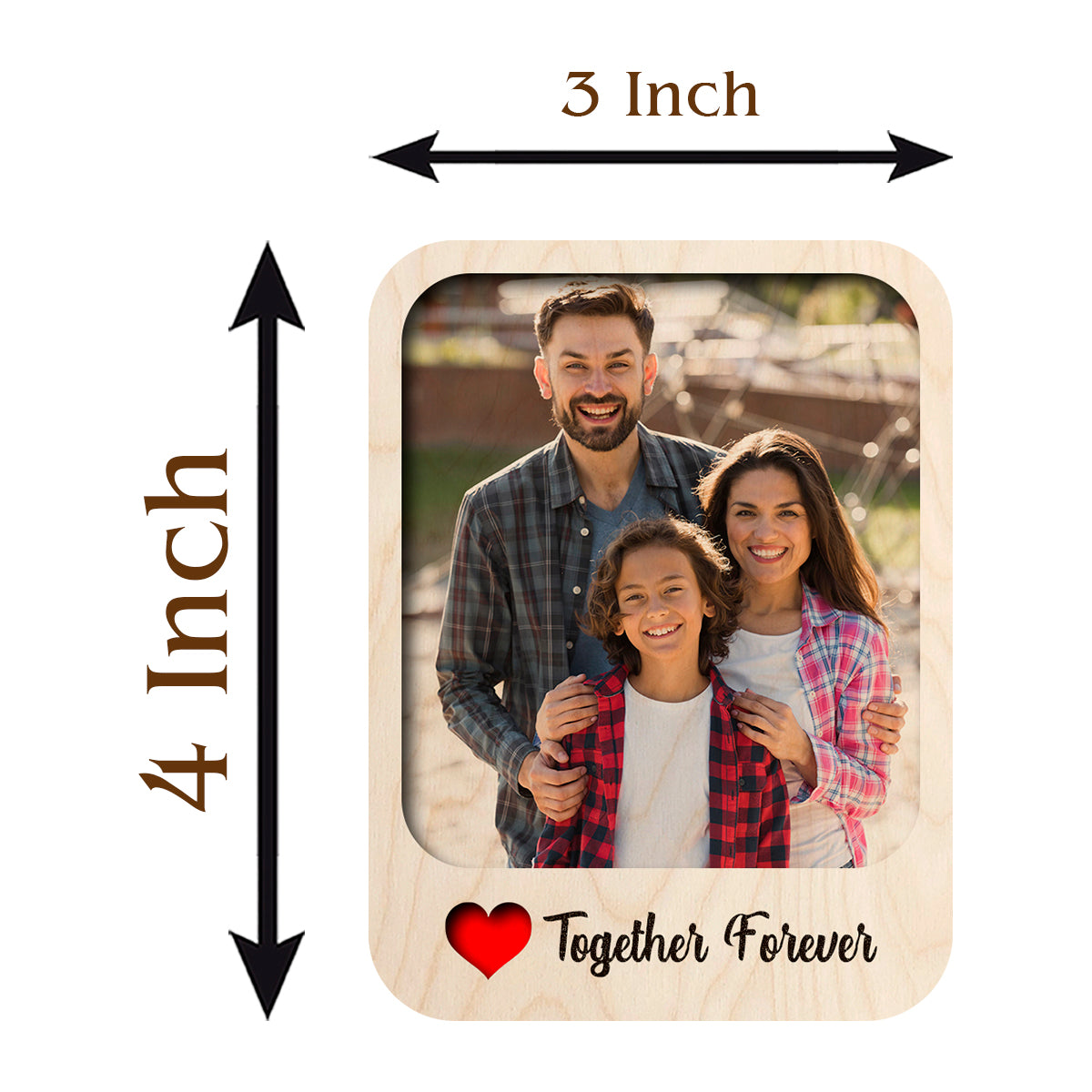 Together Forever Fridge Magnet in Wood with Cursive Couple Photo