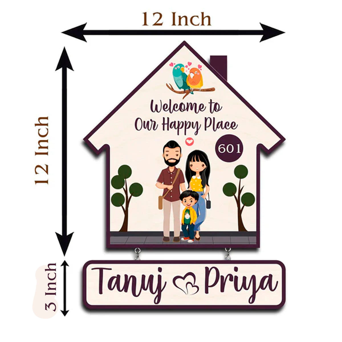 Wooden Family Custom Name Plate for Home