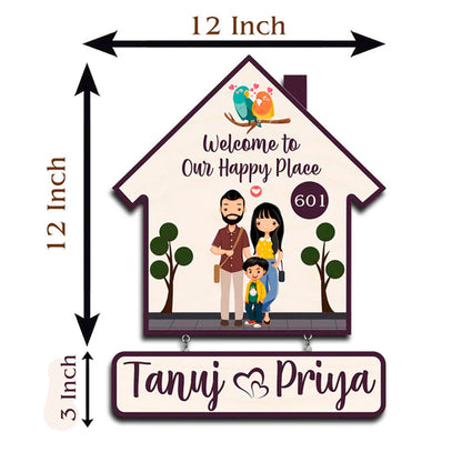 Wooden Family Custom Name Plate for Home