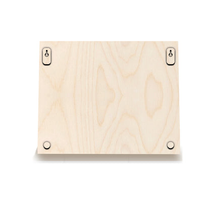 Back view of the birch wood floral flat nameplate showing the mounting surface