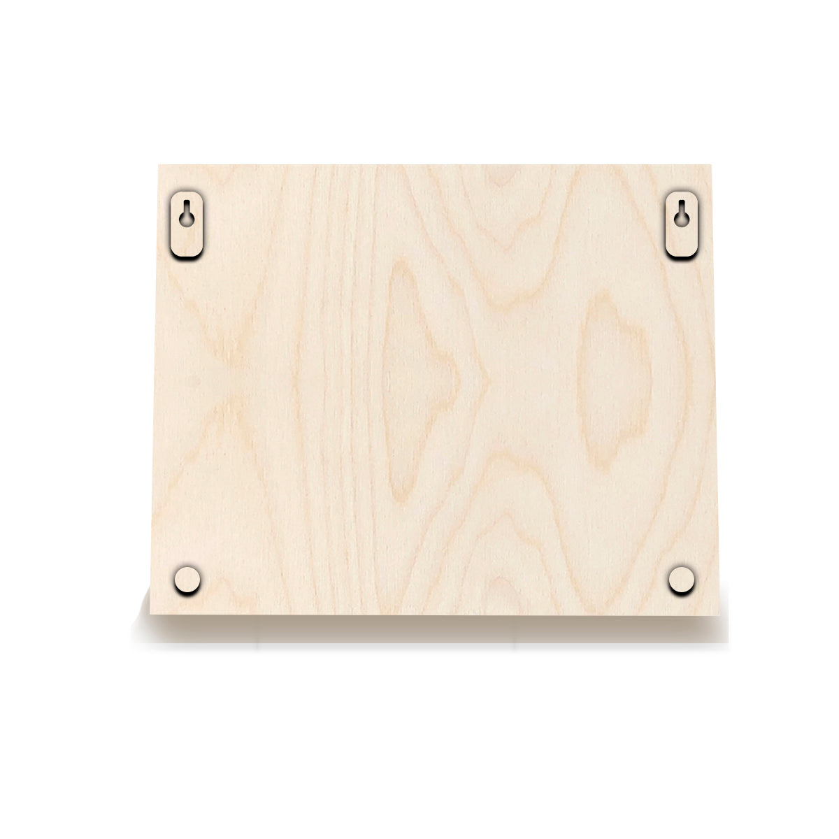 Back view of cream birch wooden floral name plate showing mounting surface
