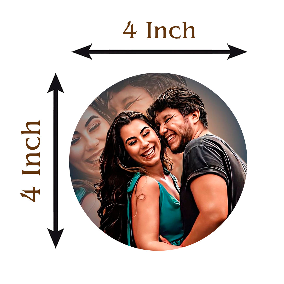 Couple Photo Coaster Set of 2 – Round Wood with Names
