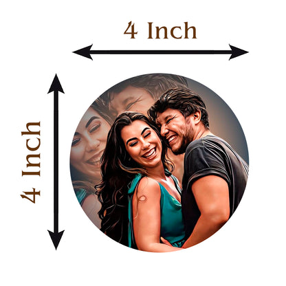 Couple Photo Coaster Set of 2 – Round Wood with Names