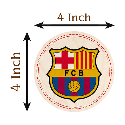 Barcelona Wooden Coaster Set – Round Football Crest