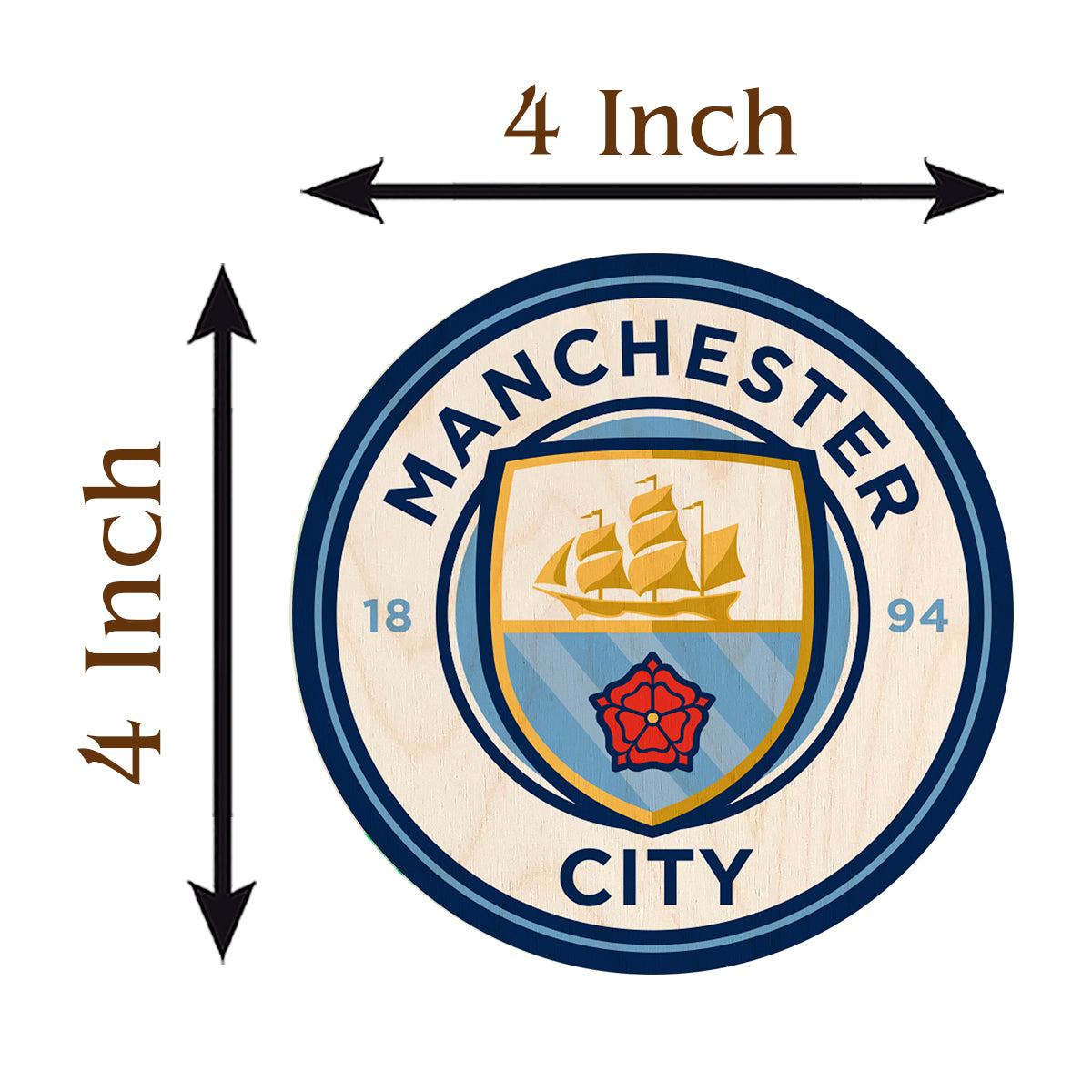 Manchester City Coaster Set in Wood with Round Football Crest