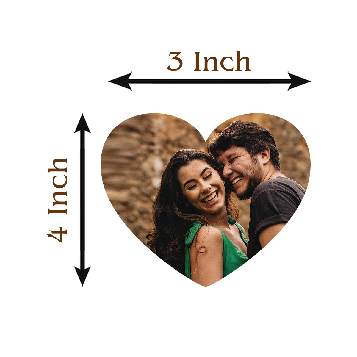 Held in hand for scale, real-world 3x4 inch for this couple fridge magnet, in birch wood.