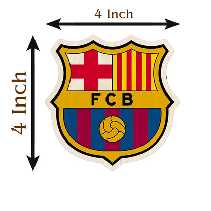Barcelona Crest Fridge Magnet in Wood with Football Fan Print