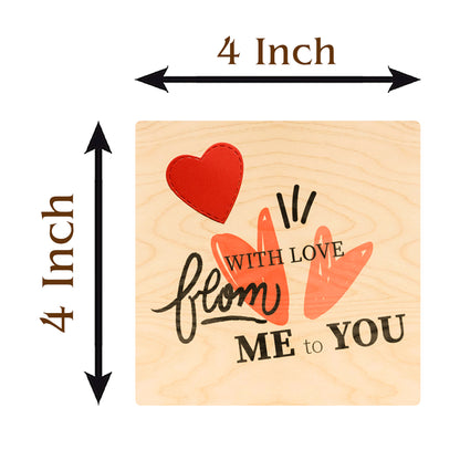 Love Valentine Coaster Set in Wood with Heart Gift Design