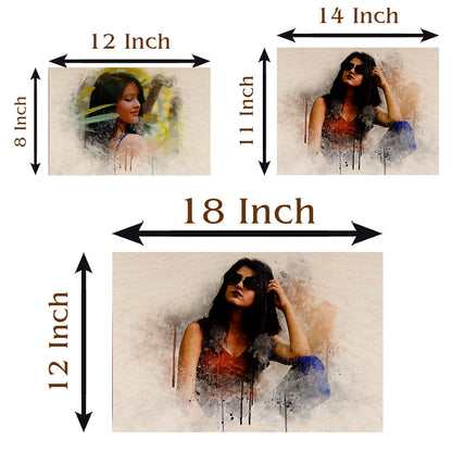 Watercolor Portrait Wall Art on Wood with Personalized Photo Design