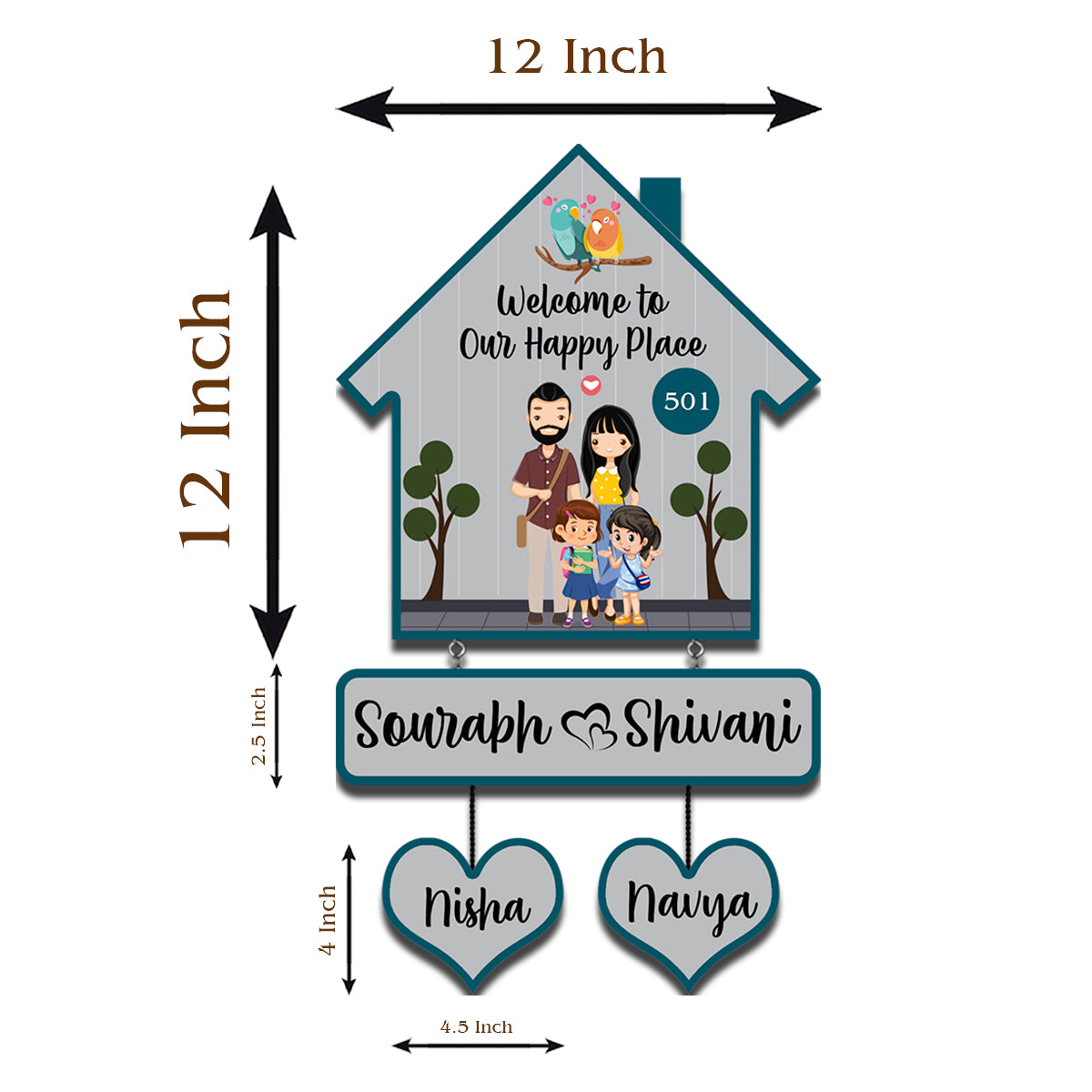 Family Name Plate – House-Shape Silhouette Set