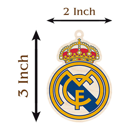 Real Madrid Wooden Keychain with Laser Cut CF Crest Design