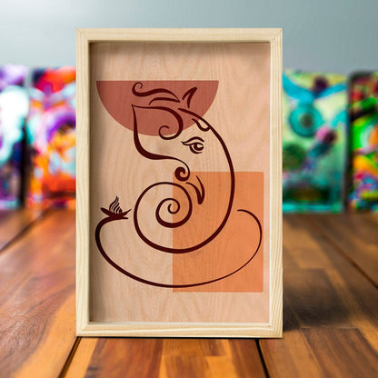 Abstract Ganesha Wall Art – Minimalist Boho Wood Frame - Sblossom