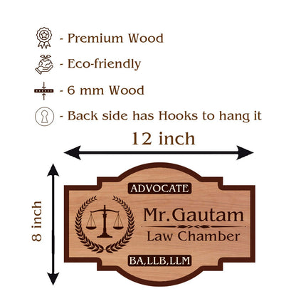 Advocate Name Plate Design for Home with Scales of Justice - Sblossom