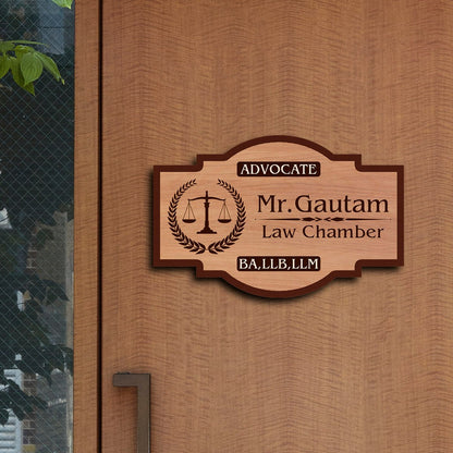 Advocate Name Plate Design for Home with Scales of Justice - Sblossom