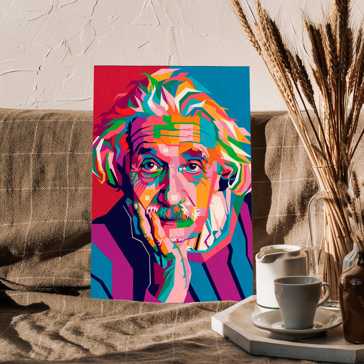 Albert Einstein Wood Print – Colourful Pop-Art Portrait - Sblossom