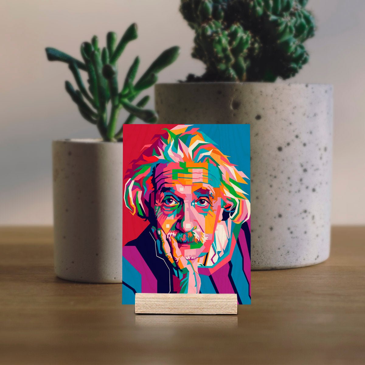 Albert Einstein Wood Print – Colourful Pop-Art Portrait - Sblossom