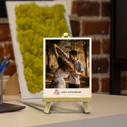 Anniversary Couple Photo Keepsake in Wood with Personalized Stand - Sblossom