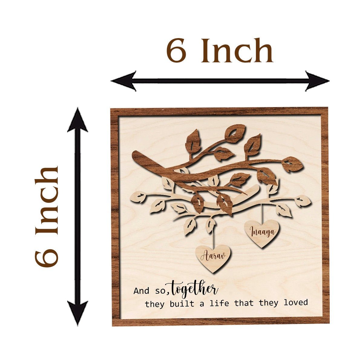 Anniversary Couple Wood Print with Floral Tree Personalized - Sblossom