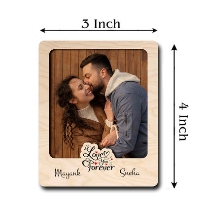 Anniversary Fridge Magnet Photo in Wood with Cursive Cutout - Sblossom