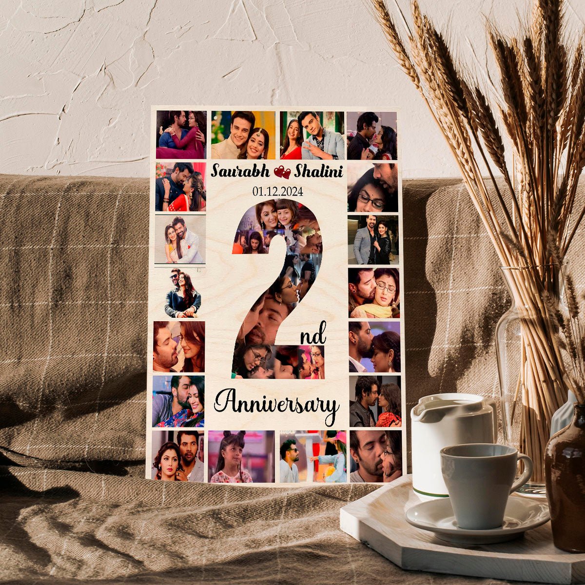 Anniversary Keepsake Wood Print with Personalized Couple Photo - Sblossom