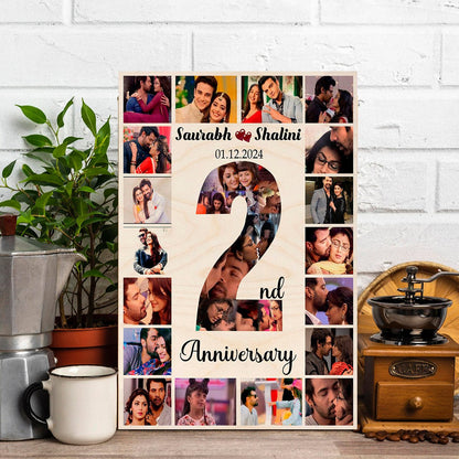 Anniversary Keepsake Wood Print with Personalized Couple Photo - Sblossom