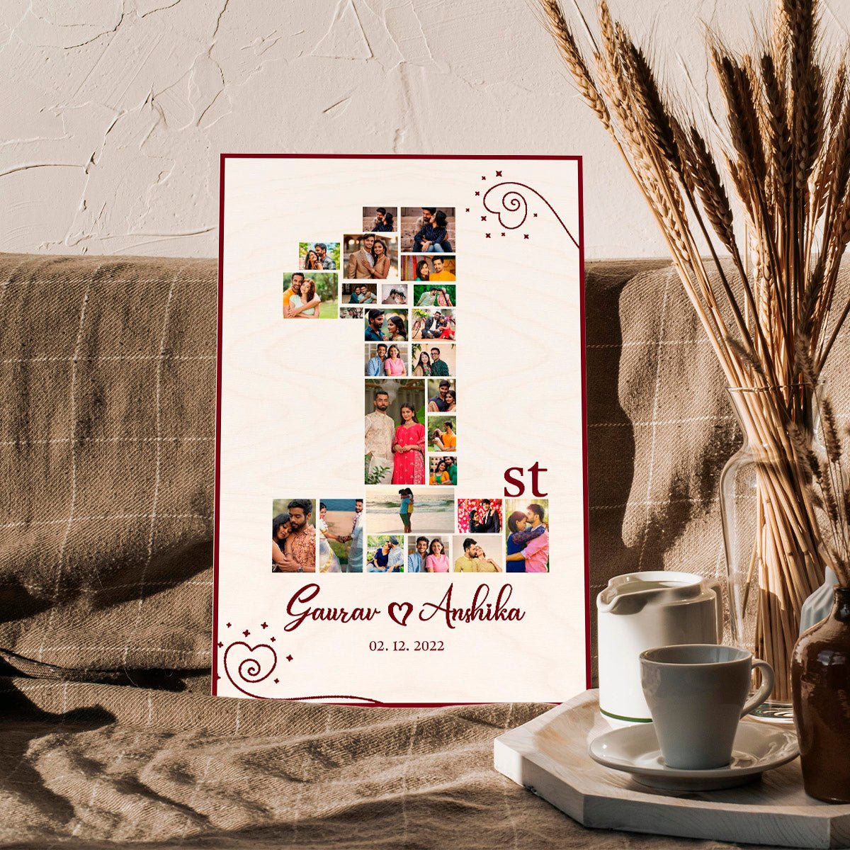 Anniversary Photo Collage Wood – Number Layout Keepsake - Sblossom