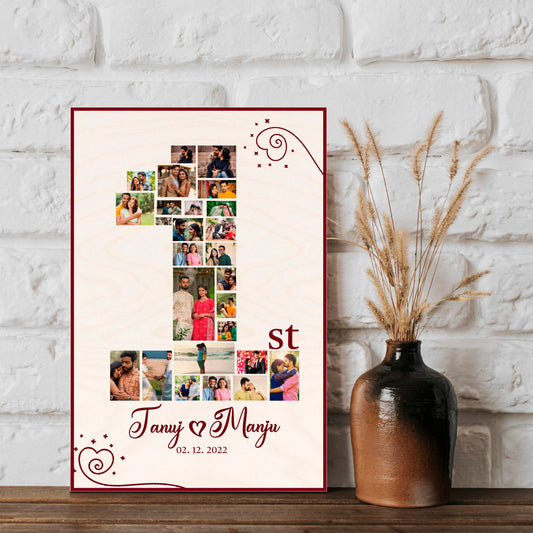 Anniversary Photo Collage Wood – Number Layout Keepsake - Sblossom