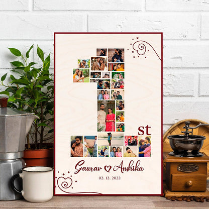Anniversary Photo Collage Wood – Number Layout Keepsake - Sblossom