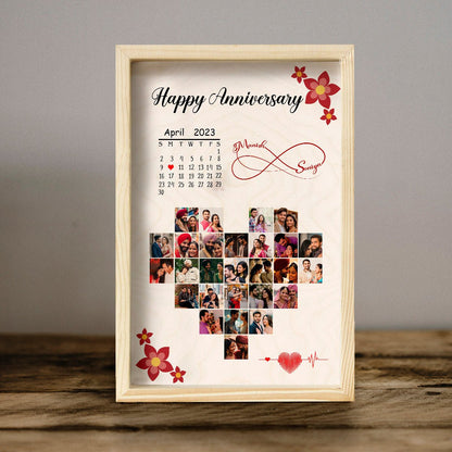 Anniversary Photo Frame on Wood – Couple Collage Frame - Sblossom