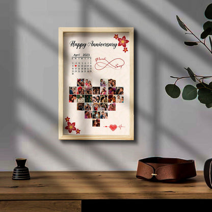 Anniversary Photo Frame on Wood – Couple Collage Frame - Sblossom