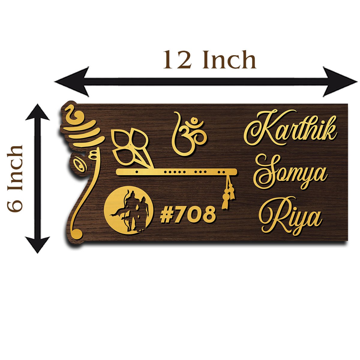 Antique Name Plates for Home – Om & Bansuri in 3D - Sblossom