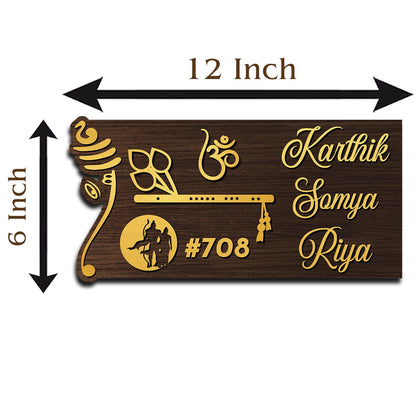 Antique Name Plates for Home – Om & Bansuri in 3D - Sblossom
