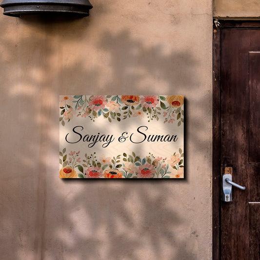 Apartment Name Board Design with Floral Watercolour Art - Sblossom