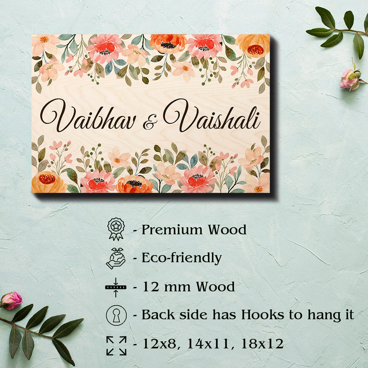 Apartment Name Board Design with Floral Watercolour Art - Sblossom