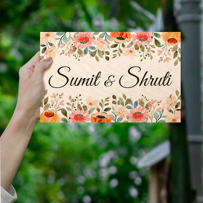 Apartment Name Board Design with Floral Watercolour Art - Sblossom
