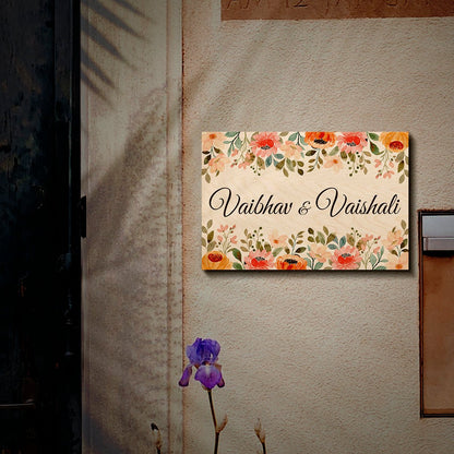 Apartment Name Board Design with Floral Watercolour Art - Sblossom