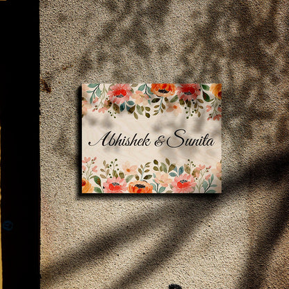Apartment Name Board Design with Floral Watercolour Art - Sblossom