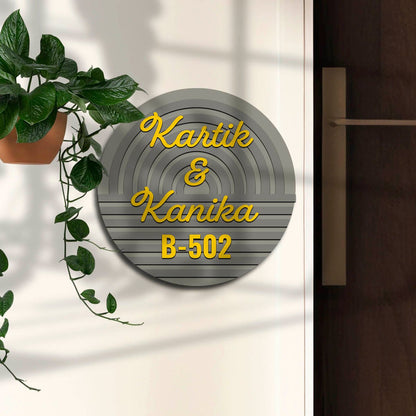 Arch-Ripple Custom Couple Name Plate for Entrance - Sblossom