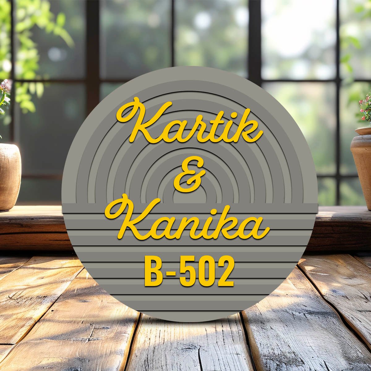 Arch-Ripple Custom Couple Name Plate for Entrance - Sblossom